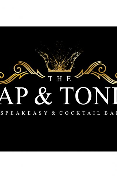 Tap and Tonic black and gold Speakeasy and Cocktail bar logo design