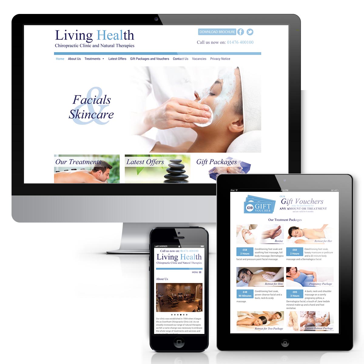 Web design for Living Health in Grantham