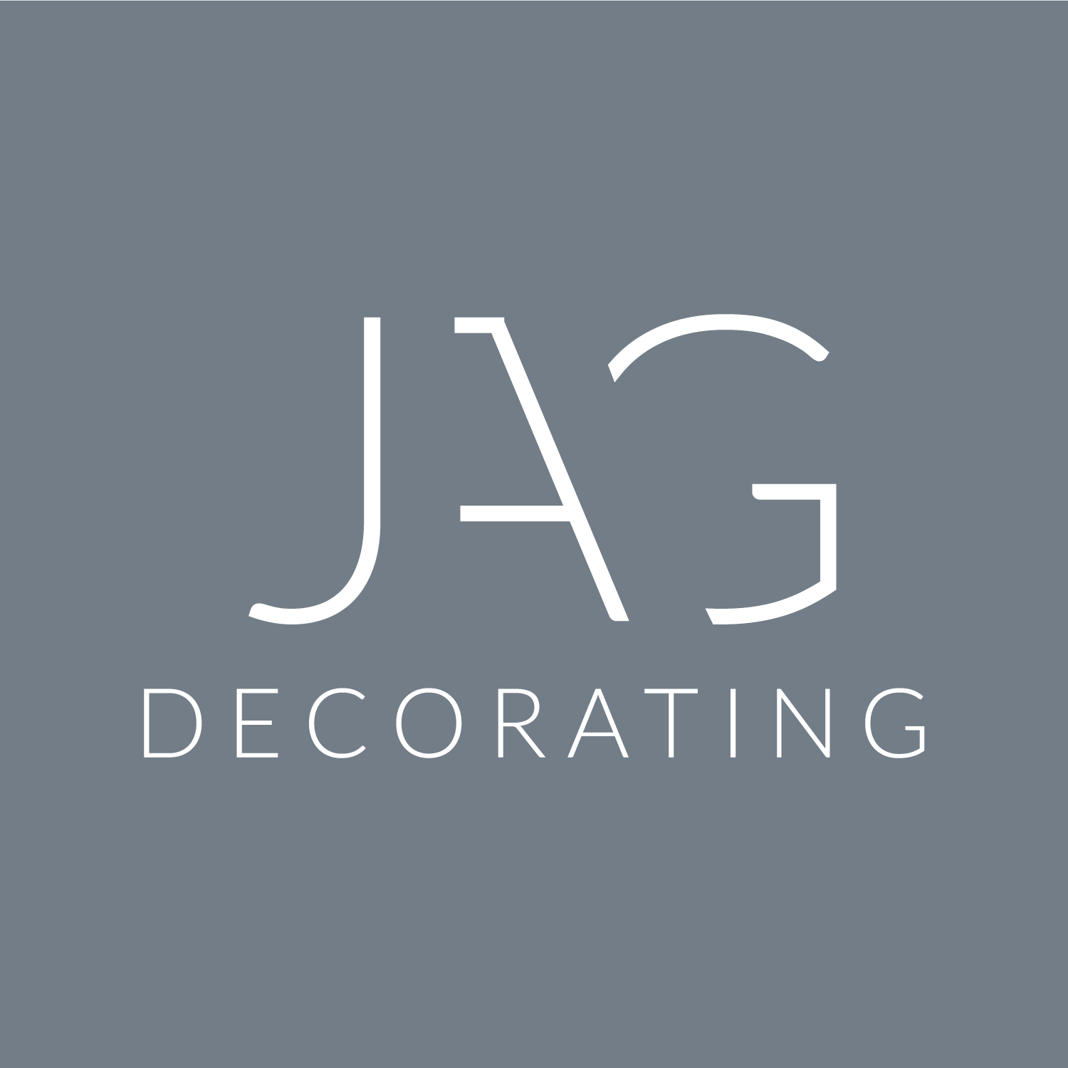 Blue grey modern typographic logo design for JAG Decorating Grantham