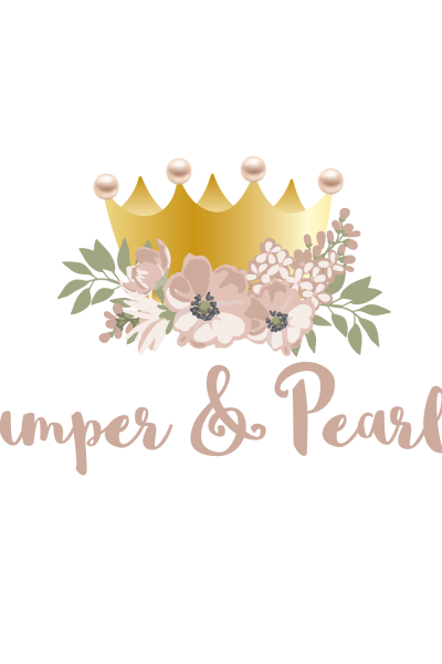 Girly logo design, rose gold crown and pearls
