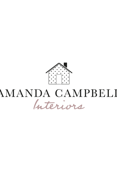 Amanda Campbell Interior design logo rebrand black white spotted house