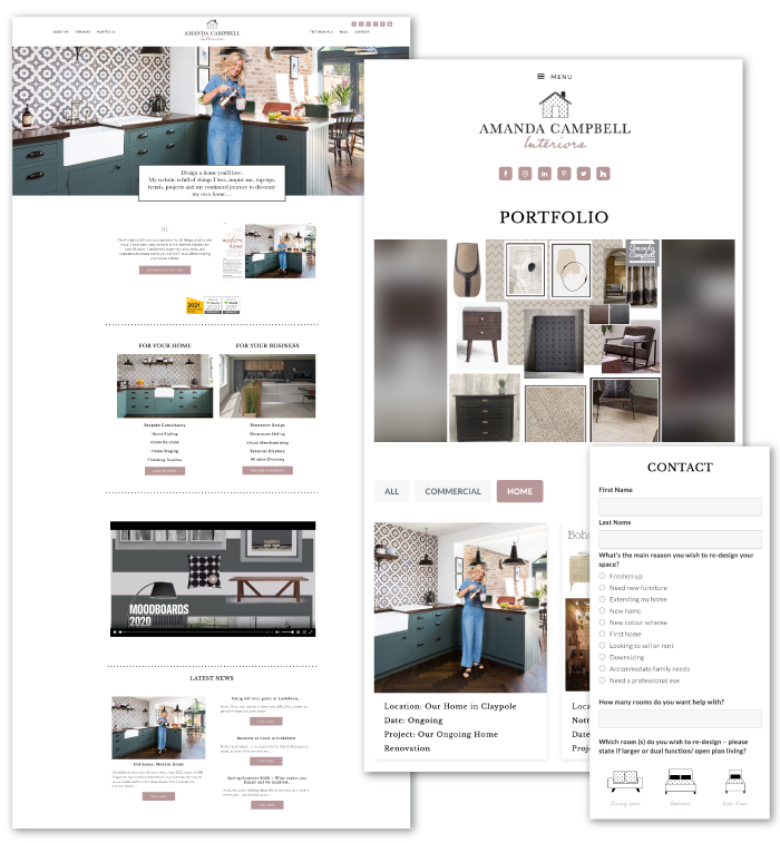 Website design for Amanda Campbell Interiors Nottingham