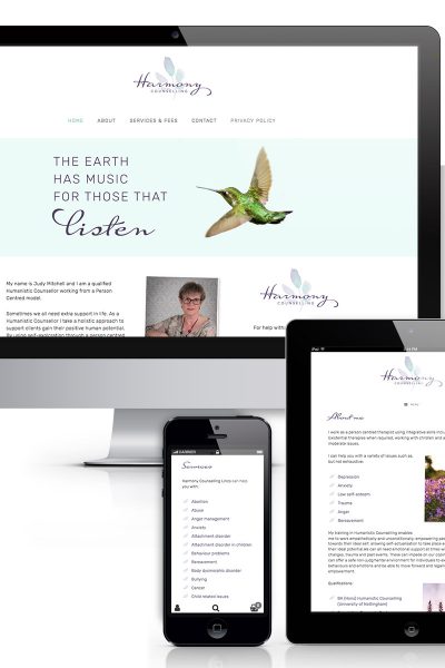 Harmony Counselling Lincs Website design