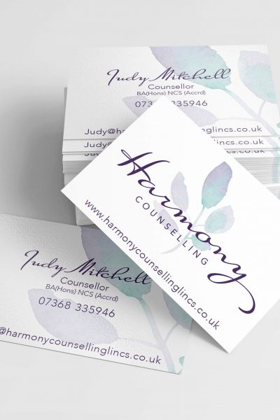 Harmony Counselling Lincs business card design and print