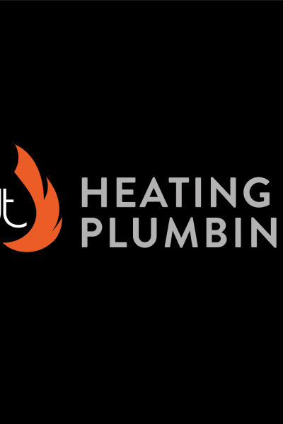 Logo design for JT Heating and plumbing black with orange flame