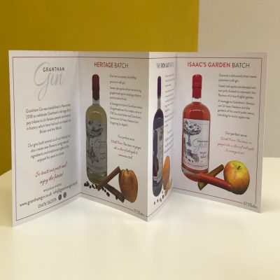 Grantham Gin Folded Leaflets