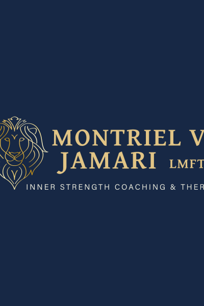 Montriel V Jamari Lion logo design gold on navy blue