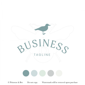 Seagull seaside pre-designed logo and branding in calm shades of blue