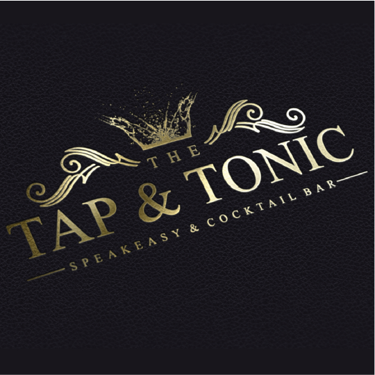 Tap and Tonic Speakeasy bar in Grantham - Logo design in gold on black