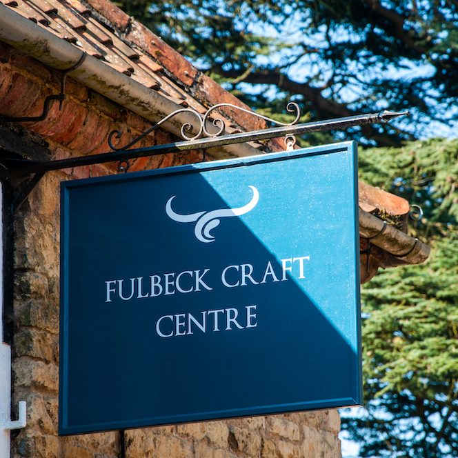 Fulbeck Craft Centre signage using their new logo design and brand colours